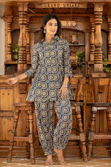 Blue Ethnic Motifs Cotton Co-Ord Sets