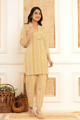 Yellow Ethnic Motifs Cotton Co-Ord Sets