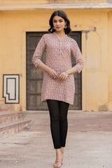 Pink Ethnic Motifs Pure Cotton Top