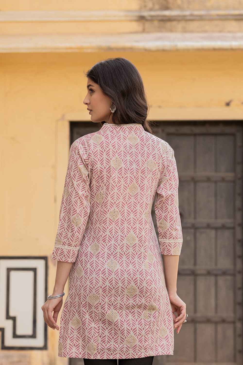 Pink Ethnic Motifs Pure Cotton Top