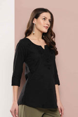 Black Chikankari Pure Cotton Top