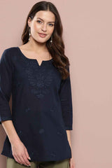 Blue Chikankari Pure Cotton Top