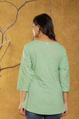 Green Chikankari Pure Cotton Top