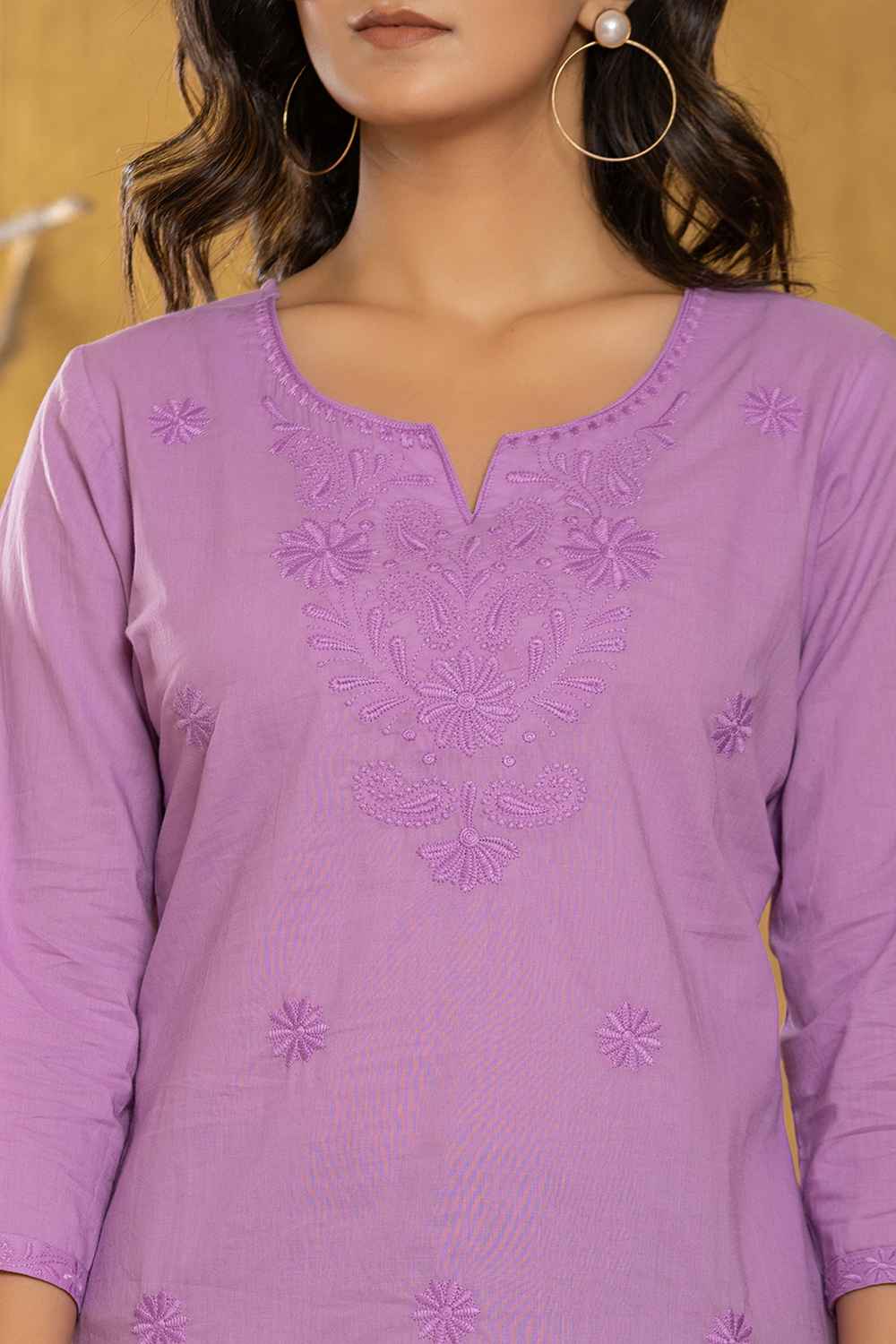 Violet Chikankari Pure Cotton Top