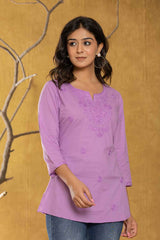 Violet Chikankari Pure Cotton Top