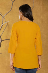 Yellow Chikankari Pure Cotton Top