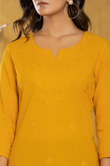 Yellow Chikankari Pure Cotton Top