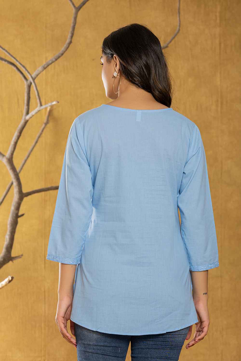 Blue Chikankari Pure Cotton Top