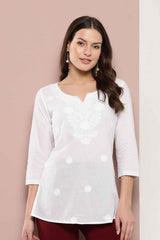 White Chikankari Pure Cotton Top