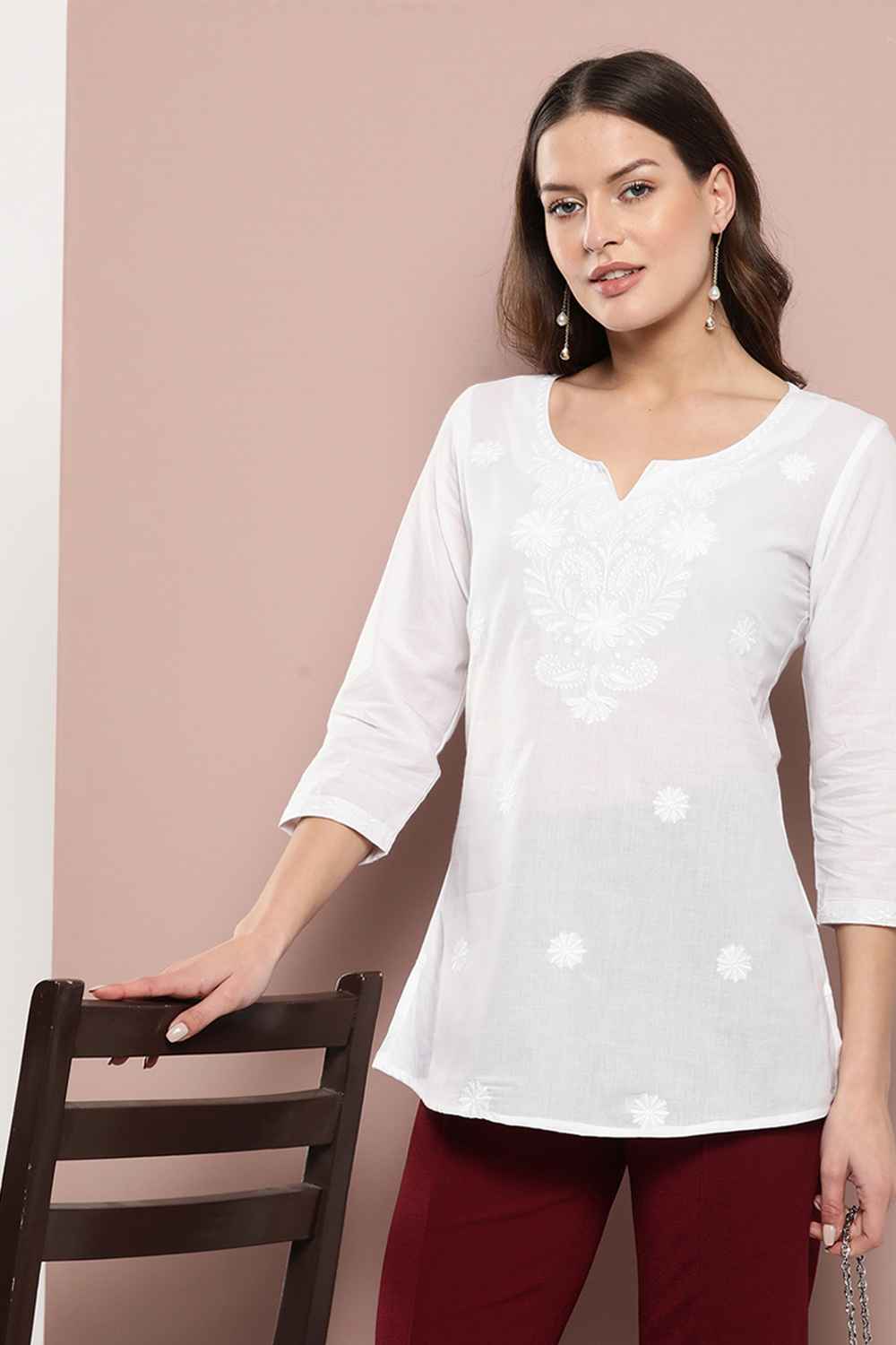 White Chikankari Pure Cotton Top