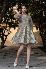 Green Paisley Print Pure Cotton Dress