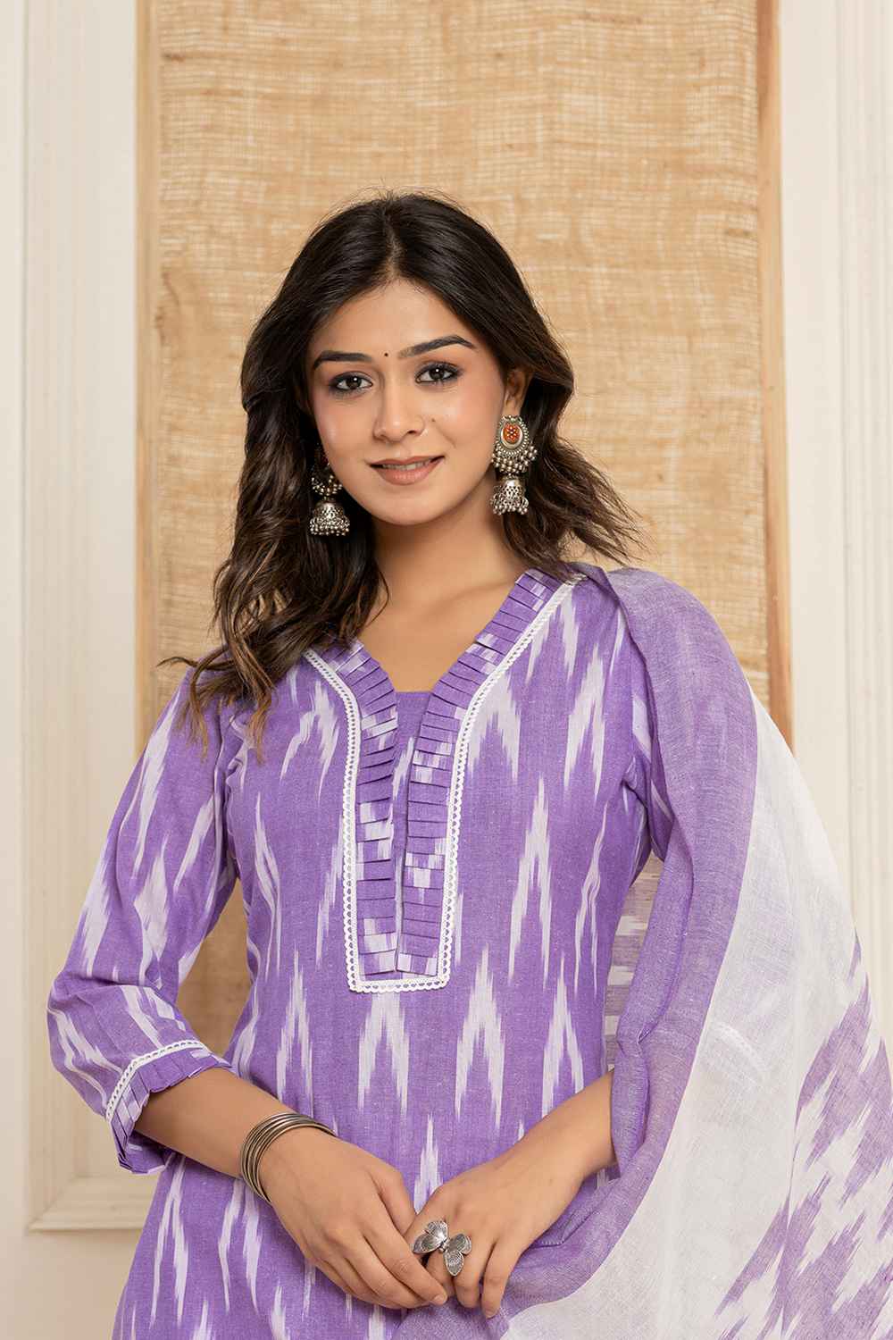 Violet Printed Pure Cotton Kurti Set