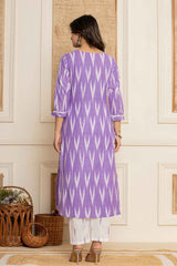 Violet Printed Pure Cotton Kurta Set