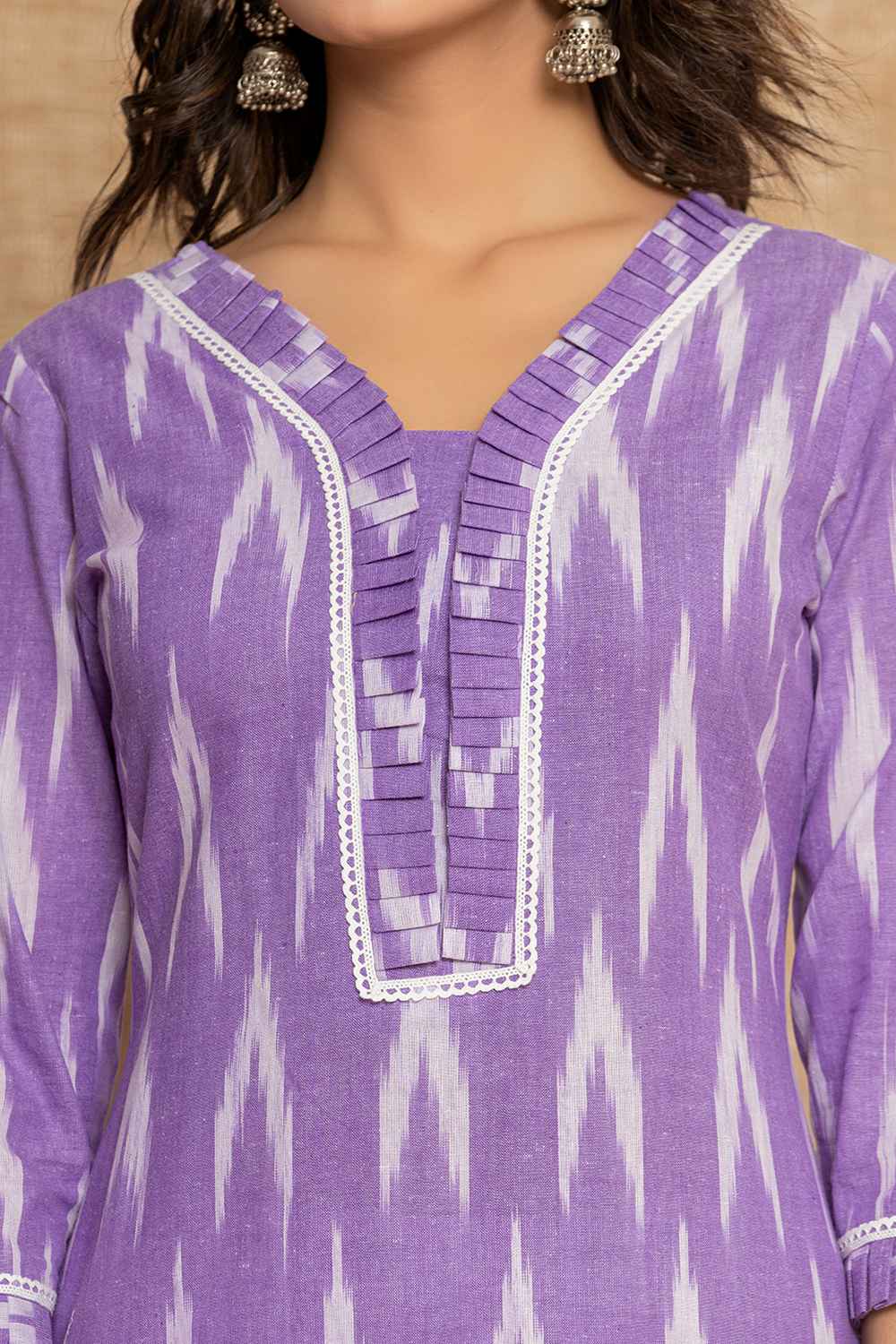 Violet Printed Pure Cotton Kurti Set