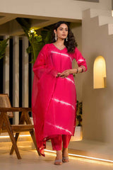 Pink Sequins Work Chanderi Silk Kurta Set