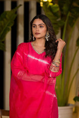 Pink Sequins Work Chanderi Silk Kurta Set