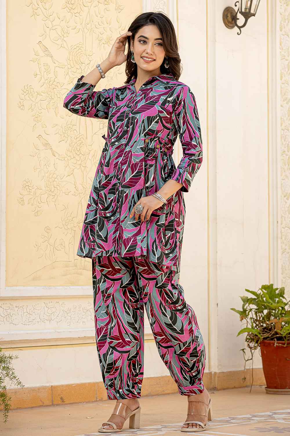 Multi-Color Geometric Print Cotton Co-Ord Sets