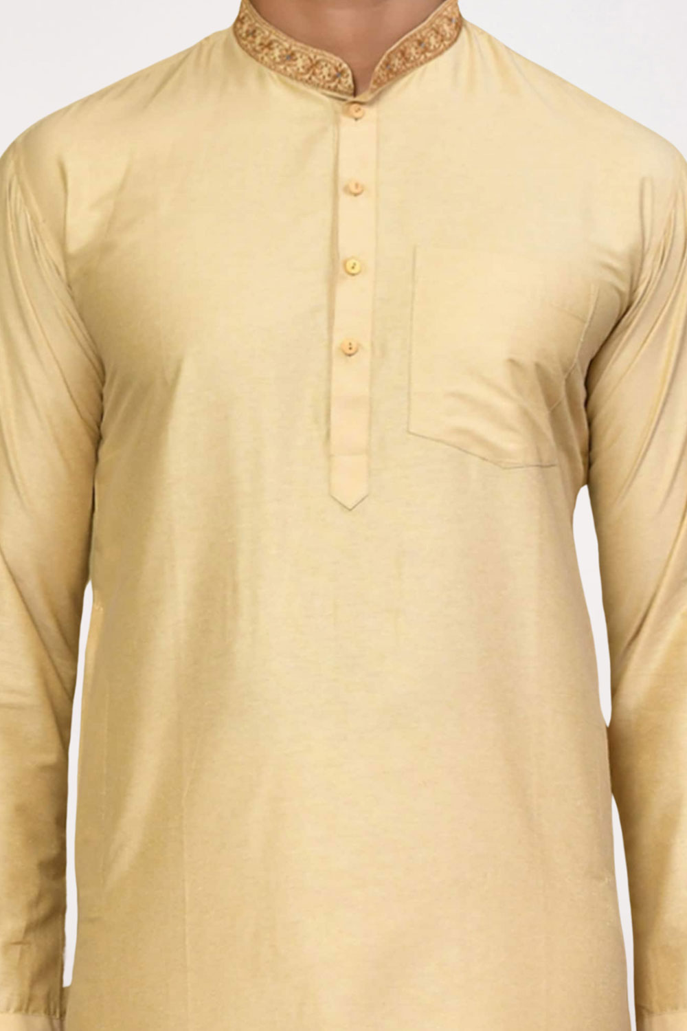 Men's Fawn Cotton Solid Kurta Pajama Set