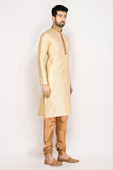 Men's Fawn Art Silk Solid Kurta Pajama Set