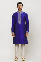 Men's Violet Art Silk Solid Kurta Pajama Set