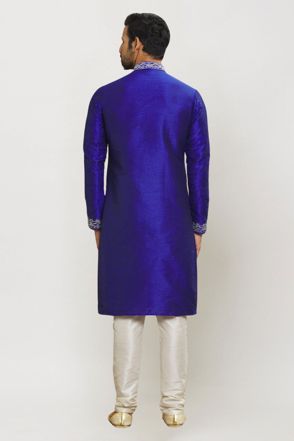 Men's Violet Art Silk Solid Kurta Pajama Set