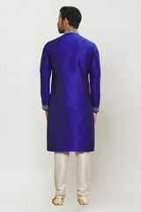 Men's Violet Art Silk Solid Kurta Pajama Set