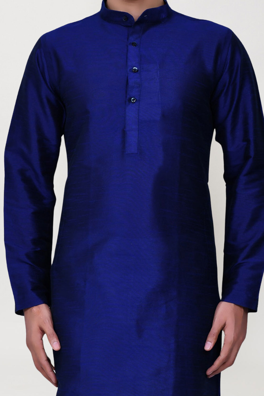 Men's Blue Art Silk Solid Kurta Pajama Set