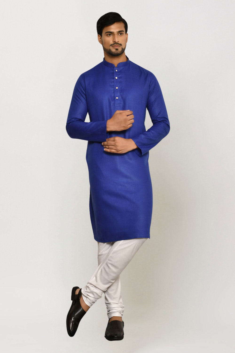 Men's Purple Cotton Solid Kurta Pajama Set