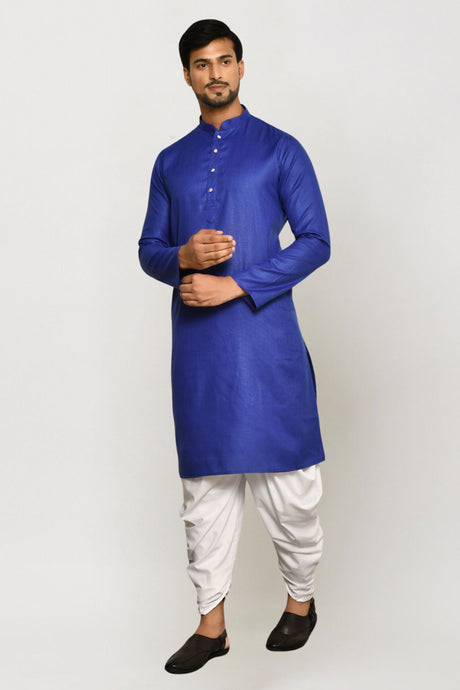 Men's Purple Cotton Solid Kurta Patiala Set