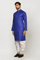 Men's Purple Cotton Solid Kurta Patiala Set