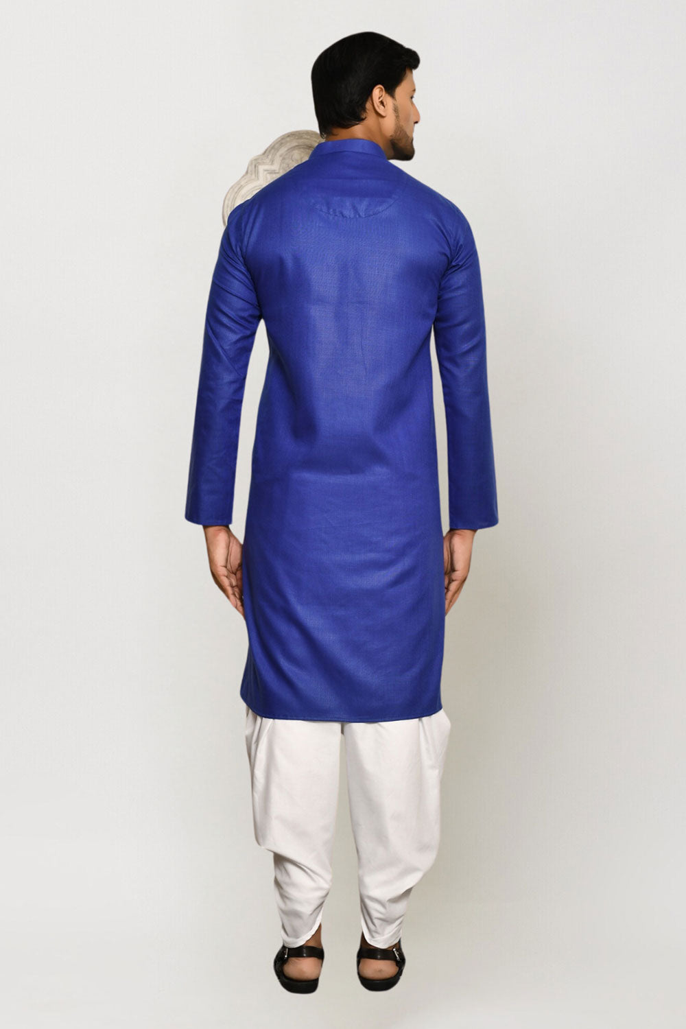 Men's Purple Cotton Solid Kurta Patiala Set