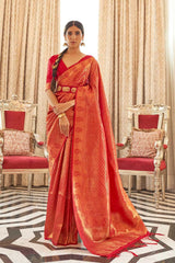 Kaabha Silk Red Woven Handloom Saree