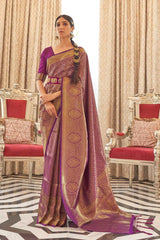 Kaabha Silk Purple Woven Handloom Saree