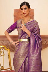 Kaabha Silk Purple Woven Handloom Saree