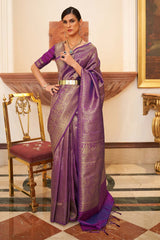 Kaabha Silk Purple Woven Handloom Saree