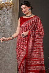 Red Bhagalpuri Printed Saree