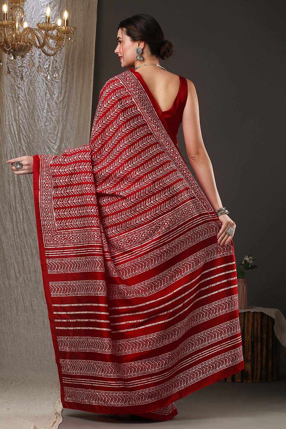 Red Bhagalpuri Printed Saree