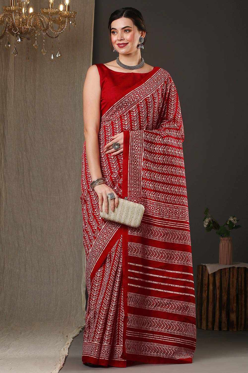 Red Bhagalpuri Printed Saree