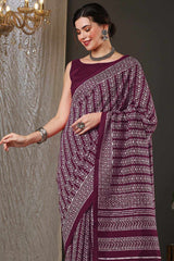 Wilda Magenta Bhagalpuri Printed Saree