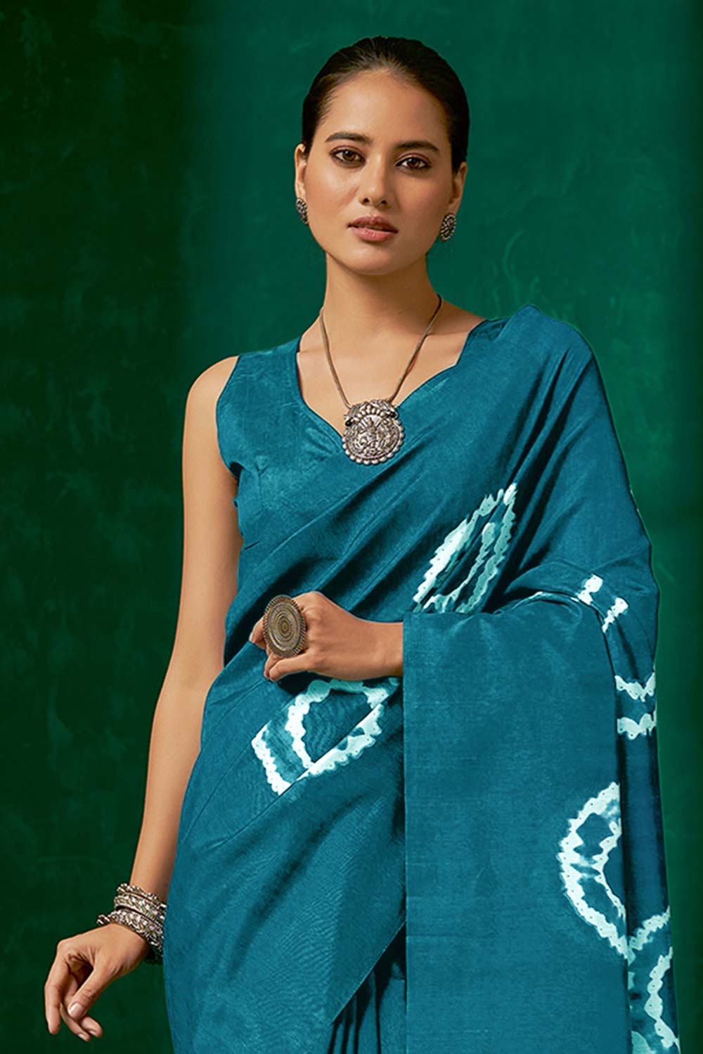 Wilda Blue Bhagalpuri Printed Saree