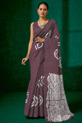 Wilda Violet Bhagalpuri Printed Saree