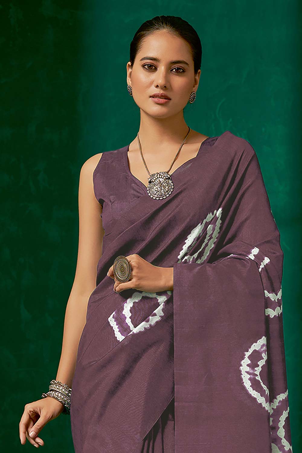 Wilda Violet Bhagalpuri Printed Saree