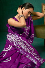 Wilda Magenta Bhagalpuri Printed Saree