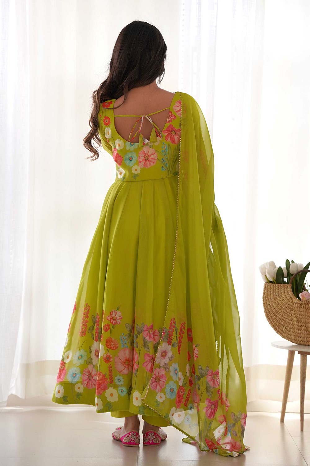 Liril Organza Floral Print Full Sleeves Anarkali Suit Set