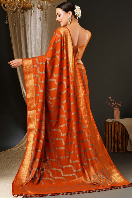 Alekha Orange Georgette Printed Saree