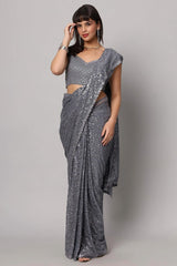 Jessie Grey Faux Georgette Sequins Ready To Wear Saree