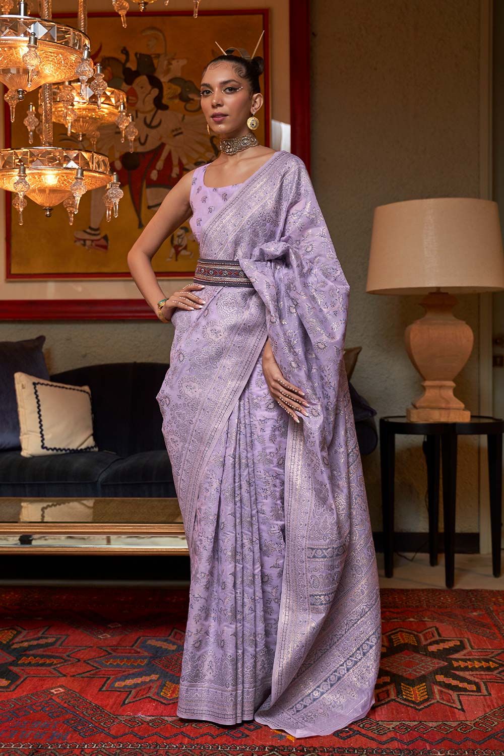 Kafreen Lavender Modal Woven Saree