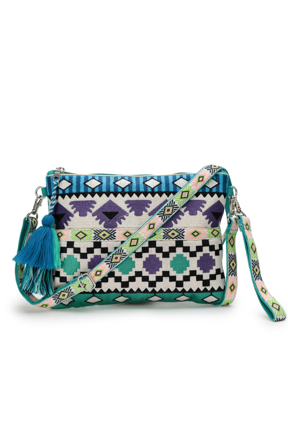 Tribal Multi Acrylic Jacquard Ethnic Motifs Embroidered Sling Bag