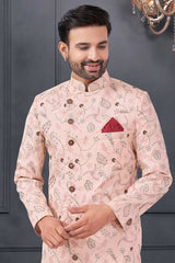 Pink Silk Embroidered Kurta Pajama Set