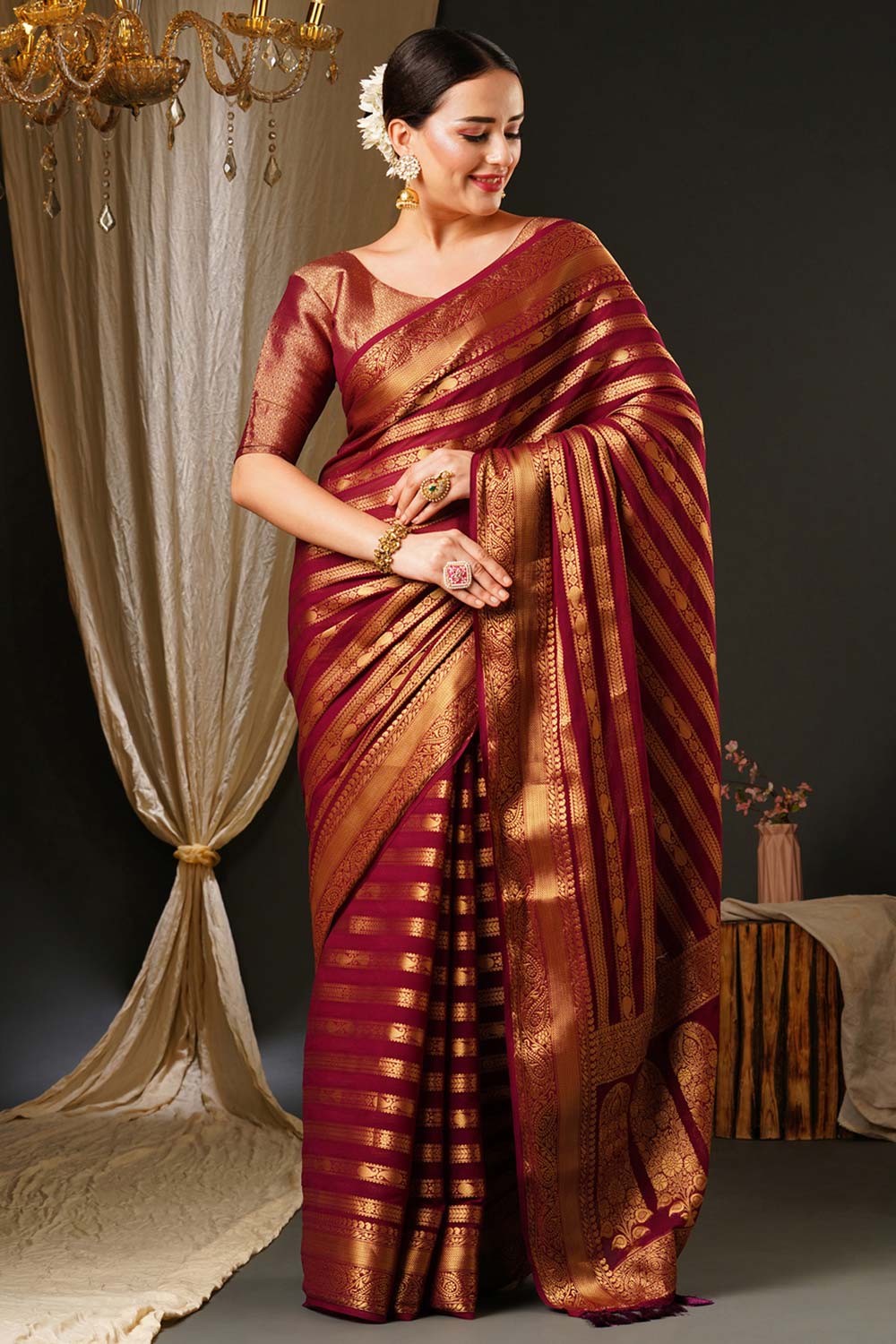 Alekha Violet Georgette Printed Saree